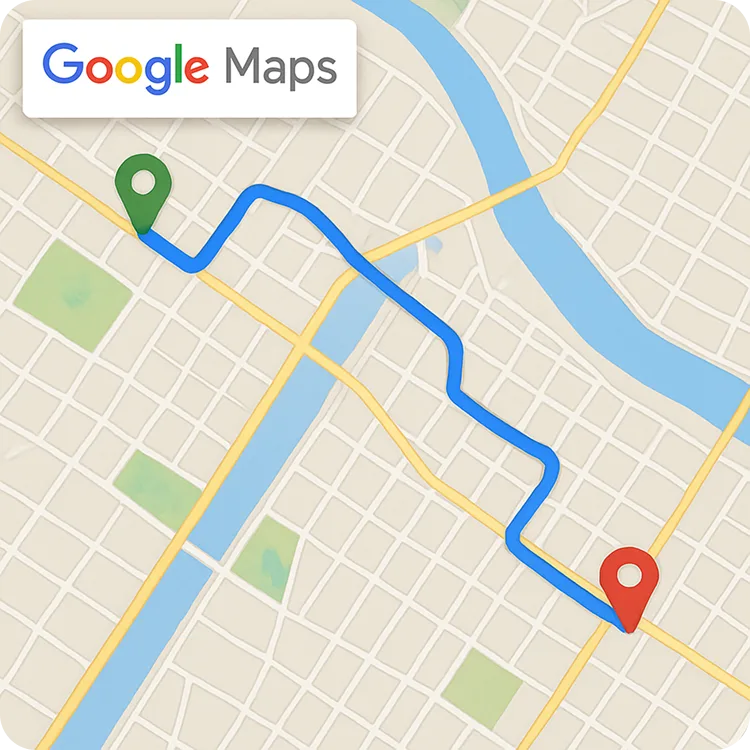 Google Maps illustration showing a route